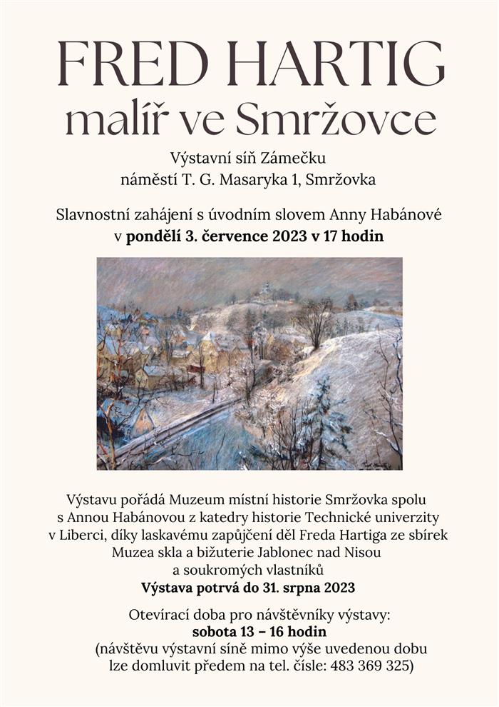 Fred Hartig, malíř ve Smržovce, pozvánka na výstavu